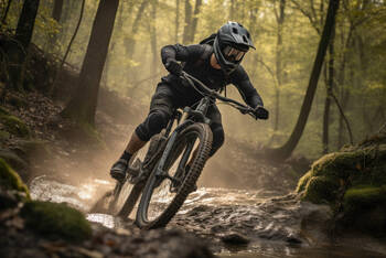 Mountainbiker im Wald