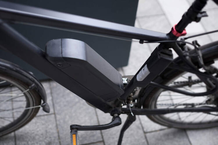 Nahaufnahme eines E-Bike Akkus