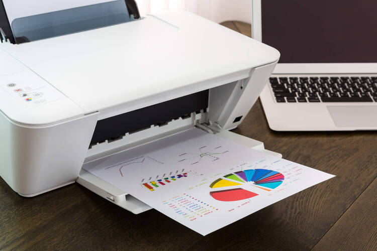 Drucker druckt Tortendiagramm aus