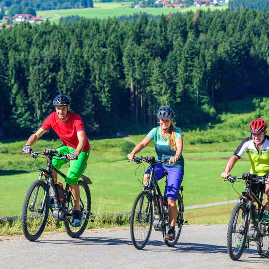 Drei Fahrradfahrer machen eine Radtour