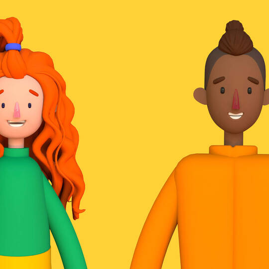 WhatsApp Avatare – Funktion & wie sie erstellt werden Zwei Avatare vor gelbem Hintergrund